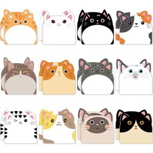 12 pcs/set Forma Do Gato Dos Desenhos Animados Notepad auto-adesivo Nota de mensagem Forma irregular Adesivo decorativo personalizável