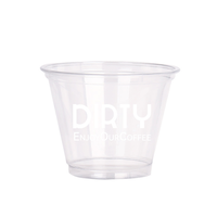 Gobelet en plastique PET transparent jetable personnalisable de 9 oz avec couvercle en dôme, surface épaisse et lisse pour dessert, smoothie, café ou thé