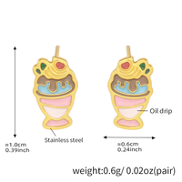 HWASAN Ensemble de bijoux en acier inoxydable motif crème glacée, comprenant collier, bracelet, chaîne de cheville, bague et boucles d'oreilles pour enfants