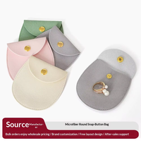 Pochettes à bijoux en microfibre gaufrée à boutons-pression, sacs en velours multicolores pour boucles d'oreilles et bagues, directement de l'usine