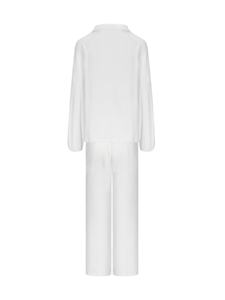 Ensemble 2 pièces : Haut uni à manches longues et pantalon large avec col ou épaules tombantes – Tenue de mariage élégante - Product Image 3
