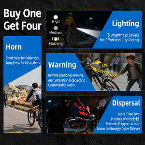 Campanello per Bicicletta Personalizzabile con Suono per Esterni, Impermeabile IP65, Ricaricabile 1200mAh, Luce Frontale Durevole per Bicicletta - Product Image 3