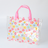 Sac de plage transparent en PVC pour enfants, motif lapin rose mignon, personnalisable avec logo, idéal pour le shopping