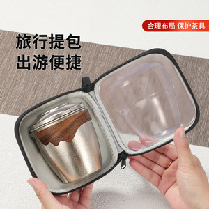 Pure Titanium Travel <b>Tea</b> <b>Set</b> 1 Pot 3 Cups Lightweight Outdoor Kung Fu <b>Tea</b> Brewing <b>Set</b> - Product Image 3