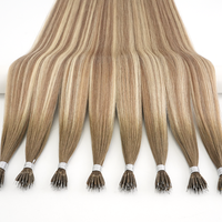 Extensiones de Cabello con Punta de Anillo Nano de Alta Calidad Lanmuse, Cabello 100% Virgen Remy con Cutícula Alineada, Doble Trama, Color Claro para Salón