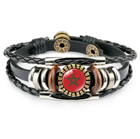 Bracelet en cuir vintage avec drapeau du Kenya, drapeaux nationaux du monde, bracelet multicouche de style punk, orné de cristaux, personnalisé