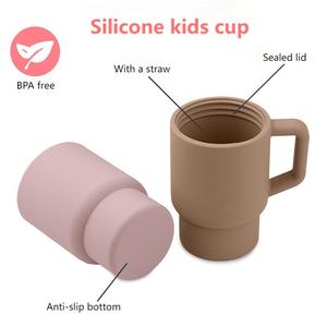 Gobelets en silicone personnalisés pour enfants avec paille, gobelets réutilisables pour bébés, gobelets pliables pour boire de l'eau pour enfants - Product Image 5