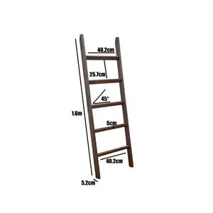 गृह सजावट दीवार झुकाव के लिए अनुकूलित लकड़ी कंबल सीढ़ी सीढ़ी शेल्फ लकड़ी सीढ़ी तौलिया रैक