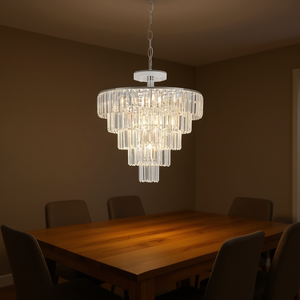 Modern Crystal <b>Chandelier</b> Large White Chrome LED E27 2700K <b>For</b> Dining Room Living Room <b>Bedroom</b> Ceiling Light - Product Image 2