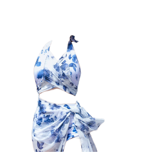 ชุดว่ายน้ำวันพีซลายดอกไม้สำหรับผู้หญิงไซส์ XL คุณภาพสูง ผลิตจากผ้าสแปนเด็กซ์/ไนลอน สายรัดไหล่แบบไร้สาย โลโก้ด้านหลัง แยกชิ้นสามส่วน แห้งเร็ว - Product Image 1