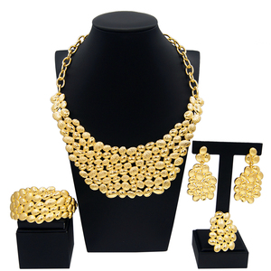 Yulaili set di gioielli in stile oro italiano di <span class=keywords><strong>alta</strong></span> qualità 4 pezzi di donne africane per festa di nozze accessori - Product Image 2