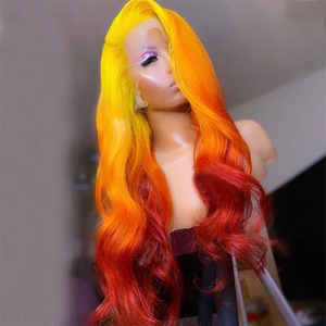 Mái tóc giả lưới trong suốt kiểu ombre 3T 613/Cam/Đỏ tía, tóc Brazil, mái giữa, sóng lơi, dành cho nữ, dài 10-30 inch - Product Image 3