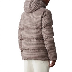 Veste d'hiver décontractée pour homme, en duvet à carreaux, avec capuche, coupe-vent, coupe régulière, fermeture à boutons, en polyester - Product Image 2