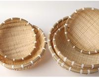 Panier en bambou tissé à la main, de forme ronde, pour ranger les aliments, style rustique, écologique
