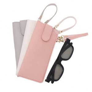 Stylish Faux Leather Sunglasses <b>Case</b> With Strap Wrist Bag Portable <b>Glasses</b> Holder <b>for</b> Travel Outdoor - Product Image 4