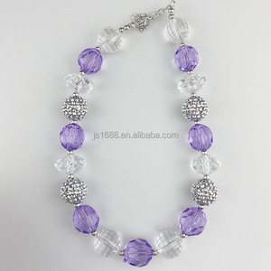 Collar de Cuentas de Estrás Gruesas con Rayas de Arcoíris de 20 mm, Personalizado, de Moda, para Niños, Collar de Perlas de Acrílico Colorido, Estilo Bubblegum - Product Image 6