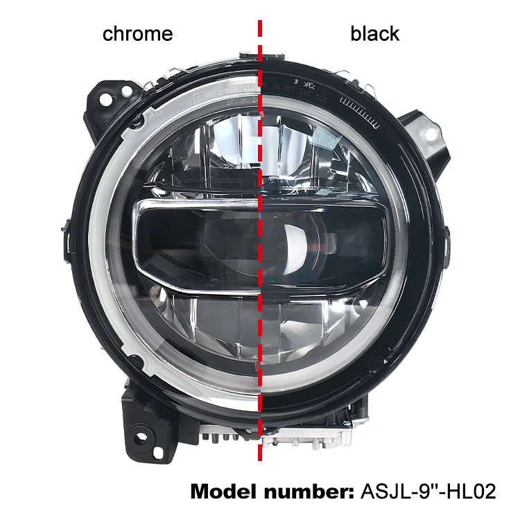 다이나믹 블루 헤일로 시작 애니메이션 100W Hi-Lo 빔 9 "전면 헤드 램프 9 인치 지프 랭글러 JL LED 헤드 라이트