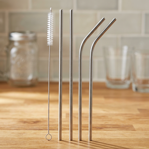 Metal <b>Drinking</b> <b>Straws</b> Set 5pcs Reusable Straight and Bent Design Minimalist Bar Accessories - Product Image 2