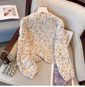 <span class=keywords><strong>Pull</strong></span>-over d'hiver personnalisé pour <span class=keywords><strong>femme</strong></span>, surdimensionné, à pois colorés, manches longues, col rond, tricot ample en coton et <span class=keywords><strong>cachemire</strong></span> - Product Image 5