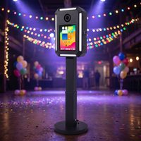 Kiosque photo pour iPad à hauteur réglable avec éclairage LED et support verrouillable pour les fêtes aux États-Unis
