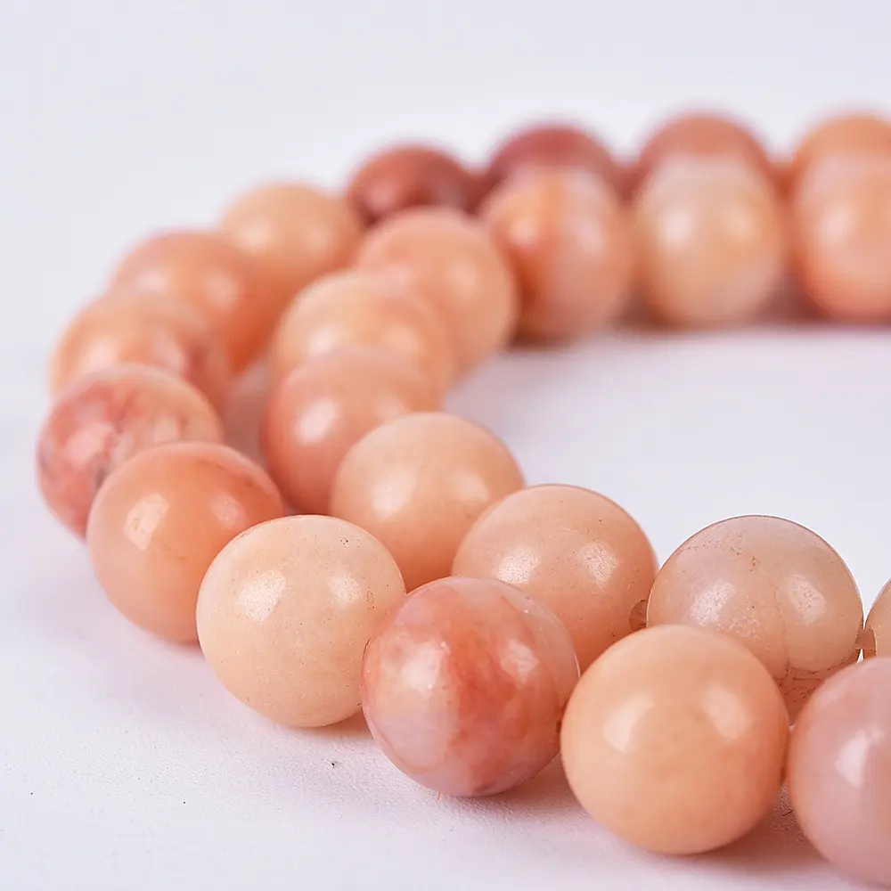 Perles de pierres précieuses de jaspe rouge pêche en gros B-063 pour la fabrication de bijoux perles de pierre lisses rondes 6mm 8mm 10mm brins de perles de pierres précieuses