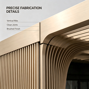 Panneau de façade en aluminium en forme d'arbre, revêtement décoratif avec nervures verticales, bord sans soudure pour l'extérieur des bâtiments publics - Product Image 2