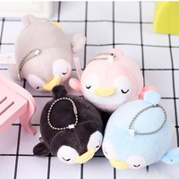 Nouveau produit : Porte-clés pingouin rond et moelleux, pingouin endormi aux joues rosées, breloque en peluche pour la décoration de sac à main