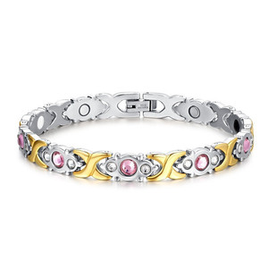 Women's Magnetic <b>Bracelet</b> Cross Pink Rhinestone Zinc Alloy Bangle Gift Jewelry - Product Image 5