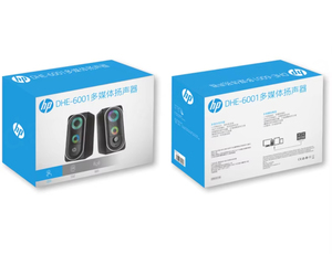 HP DHE-6001 Original USB 2.0 Wired 6W Stereo Computer Speakers with 3.5mm AUX Volume Control Knob and RGB <b>Lighting</b> - Product Image 5