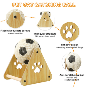 Hiphoppet dayanıklı kedi tırmalama panosu oyuncak el-sarılmış Sisal halat kedi tırmalama sütunu top çerçeve çizilmeye dayanıklı kedi Scratcher - Product Image 3