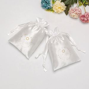 Custom Logo <b>Large</b> Size Silk Cosmetics Jewelry Pouches Satin Christmas Gift Bags - Product Image 3