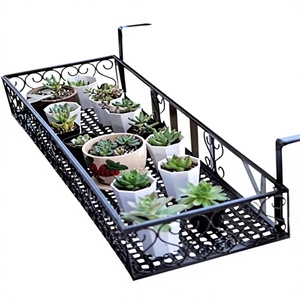 Metal Modern Rust Resistant <b>Hanging</b> Railing Planter Shelf Square Plant Basket Flower Pot Holder Indoor Outdoor Balcony <b>Garden</b> - Product Image 1