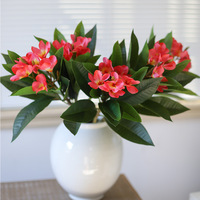 Bunga Plumeria Frangipani Buatan Tangan Premium Sentuhan Asli Eropa Tangkai Panjang 62cm Laris Manis untuk Dekorasi Rumah dan Pernikahan