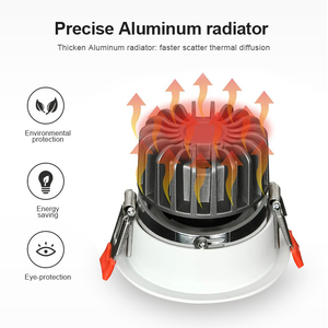 Đèn <span class=keywords><strong>led</strong></span> âm trần có thể điều chỉnh độ sáng, chất liệu thạch cao, dùng cho văn phòng, thương mại, chất liệu nhôm, công suất <span class=keywords><strong>7W</strong></span>, dùng cho chiếu sáng trong nhà - Product Image 4