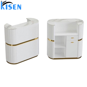 Kisen Spa Furniture Reception Counter Front <b>Desk</b> Table with White Marble on Top Size and Color Customizable - Product Image 6
