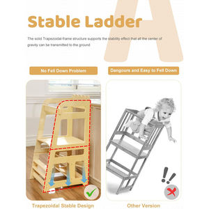 Torre de Aprendizaje Montessori de Madera, Taburete Escalonado para Niños Pequeños, Ajustable en Altura, Antideslizante y Seguro, para Niños de 1 a 6 Años - Product Image 2