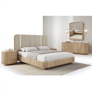 Ensemble de lit king size en bois massif confortable pour hôtel et villa 5 étoiles, design moderne, mobilier de chambre en chêne - Product Image 6