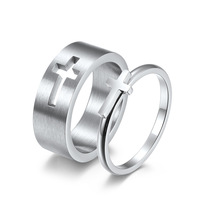 Nouvelle bague de mariage en acier inoxydable noir pour couple, motif croix d'amour, ensemble de bagues pour homme et femme