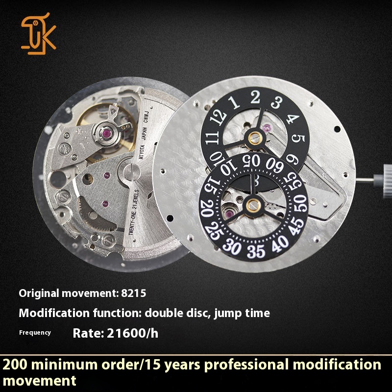 Custom ODM Double Disc Jump Hour Mechanical Wristwatch with Miyota