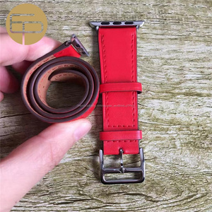Extra-longues double-tour rouge personnalisé bord peint doux durable nappa en cuir bracelet de montre pour Apple Montre - Product Image 5