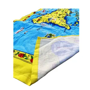 高级100% 棉纤维活性丝绒沙滩巾定制印花大毛巾