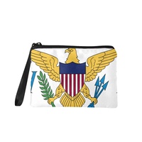 Pochette de rangement rectangulaire légère en polyester imprimée du drapeau national des Îles Vierges américaines, idéale pour les souvenirs de voyage