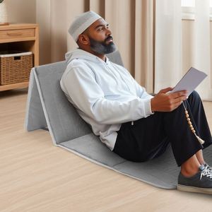 Islamic Foldable Prayer <b>Mat</b> for <b>Muslims</b> with Comfortable Backrest for Travel Use - Product Image 1