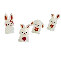Ornement en verre blanc fait main, créatif et mignon, en forme de lapin, adorable, quatre petits lapins, décoration de bureau en verre, cadeau