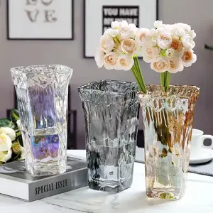 Niseven Vente Chaude Salon Décor À La Maison Carré Clair De Table Cristal Grand Vases En Verre Pour Centres De Mariage