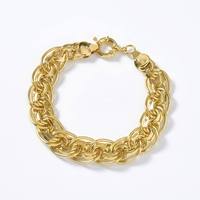 Bracelet à double chaîne ovale personnalisé avec fermoir en O, vente en gros, bijoux de mode plaqués or 18 carats pour femmes
