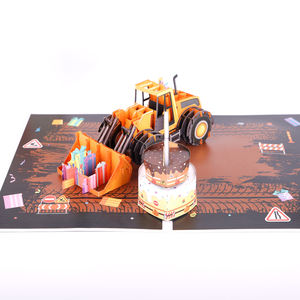 כרטיס ברכה תלת-ממדי קופץ בצורת מלגזה עם אור ומוזיקה, חיתוך צורני, לכה מט, הדפסה 4 צבעים על נייר מצופה - Product Image 3