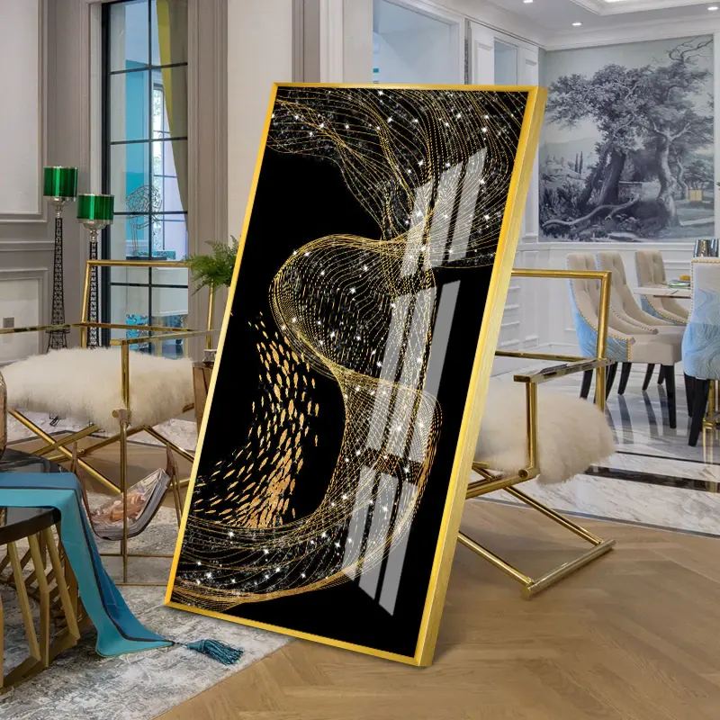 Stars Golden line Paintings 5D Crystal Porcelain Painting Golden Fish Diamond Inlay Painting Living Room High-grade Home Decor