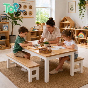 Table et bancs d'école maternelle en bois, mobilier Montessori pour garderie, fournitures en gros pour salles de classe, ensemble éducatif pour enfants - Product Image 1
