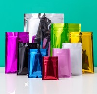 Sachets refermables personnalisés brillants à trois soudures latérales avec fermeture éclair, imprimés en Mylar, pour bonbons, friandises et snacks, anti-odeur
